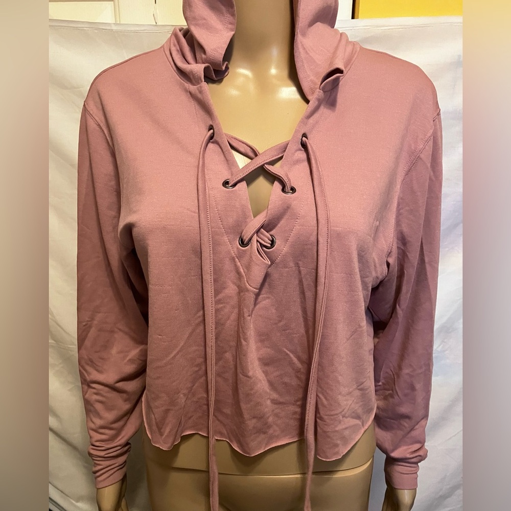 XS Womens Mauve Cropped Hoodie Express